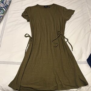Theory Green T shirt dress with cinch waist L